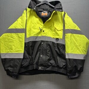 ML Kishigo XXL JS130 Lime High Visibility Insulated Rain Safety Jacket‎ Size 2XL